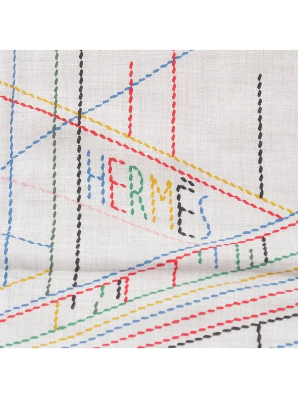 Hermes Cashmere Silk Carre Geant Pique Sellier Series Scarf Multicolor